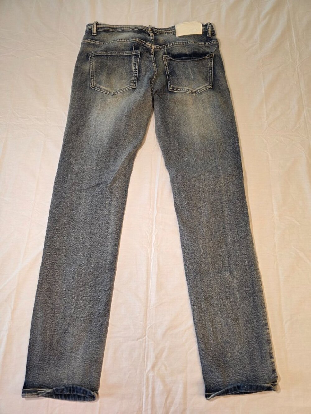 ZCL Men's Distressed Cross Patch Denim Jeans Light Wash Blue Size 30 Streetwear - Picture 11 of 16